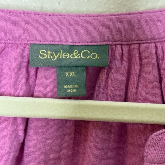 Style & Co. Pink Floral Embroidered 100% Cotton Top XXL MACY’S Exclusive NWOT - Picture 6 of 14